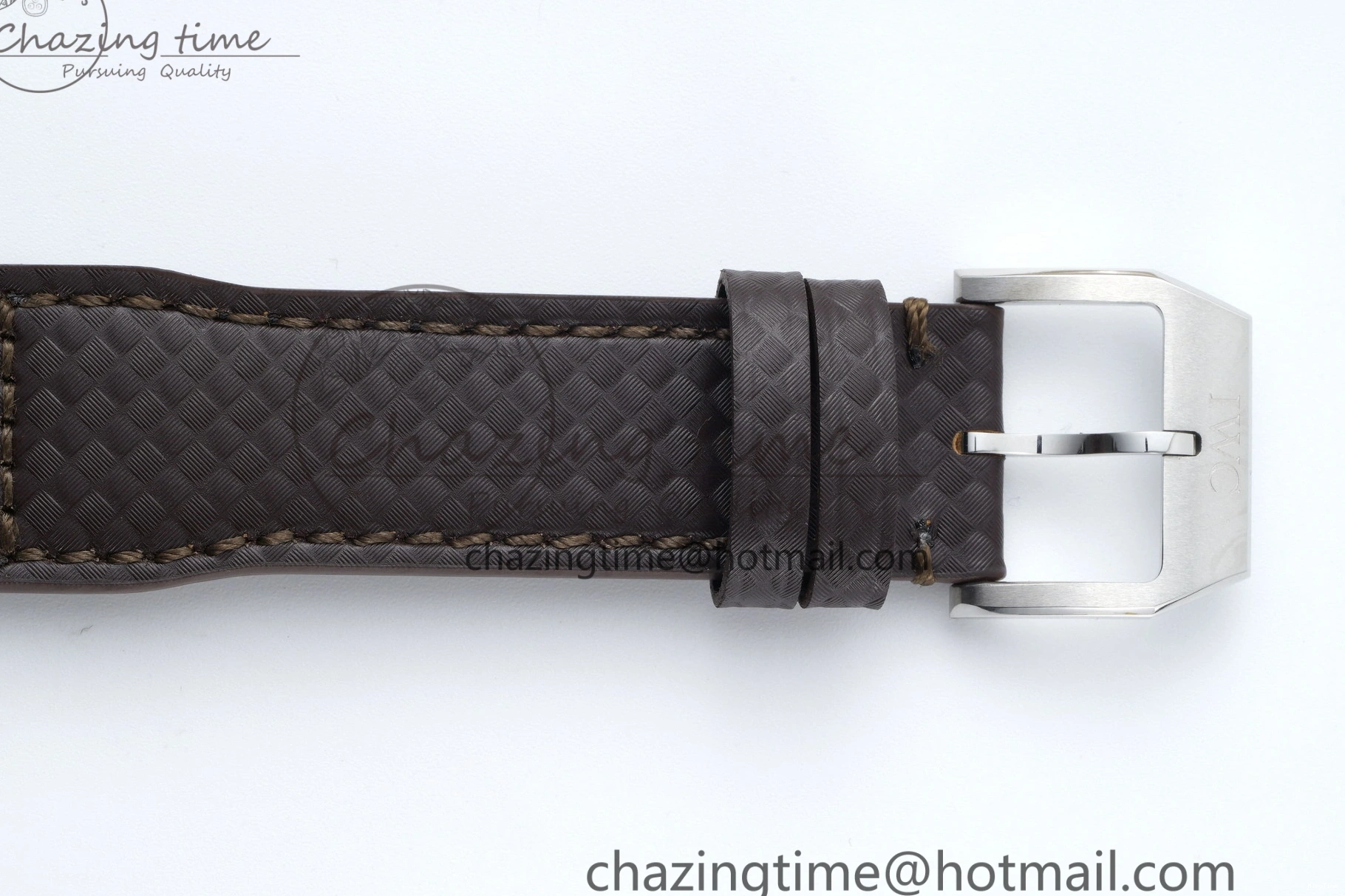 MIROTIME 0126 Pilot Chrono SS AZF 1:1 Best Edition Black Dial Orange Markers on Brown Leather Strap A EasyCare 7065